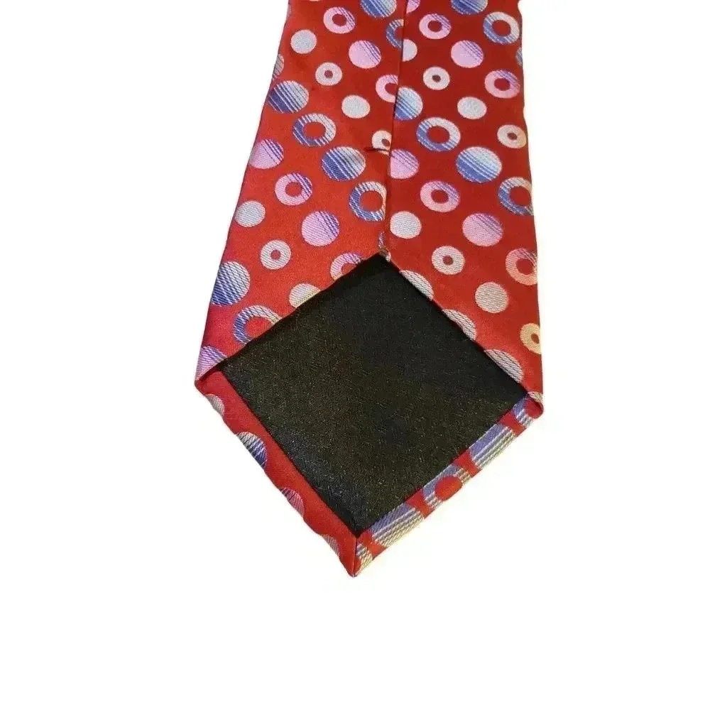 Tango Tie Necktie Neckwear Red Multicolored‎ Circle Pattern Luxury Designer Work